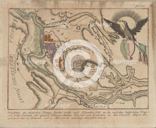 Plan of the siege of the Turkish fortress of Bender by the Russian army in November 1789, 1789. Creator: Anonymous.