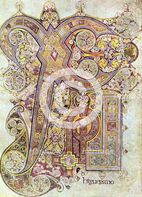 Monogram page from the Book of Kells Christi Auteum Generatio, c800. Artist: Unknown