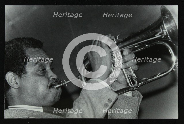 Art Farmer on the flugelhorn at The Bell, Codicote, Hertfordshire, 25 February 1985. Artist: Denis Williams