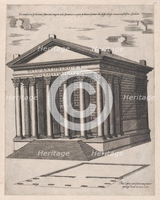 Speculum Romanae Magnificentiae: Temple of Antoninus and Faustina, 1565., 1565. Creator: Anon.