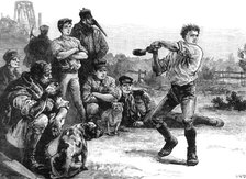 The Century of George Stephenson, Father of Railways: George Stephenson throwing the hammer, 1881. Creator: Unknown.