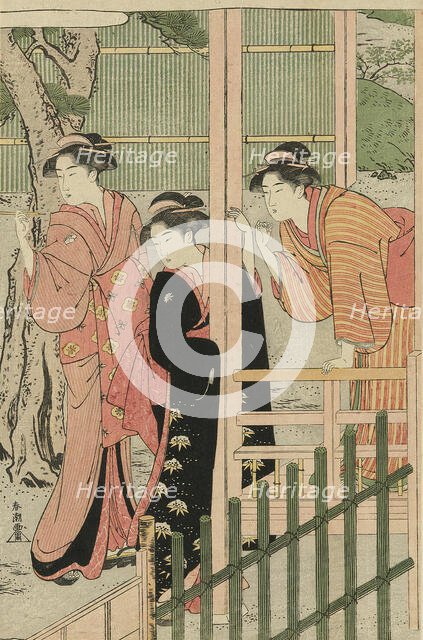 Women Admiring Peonies, c. 1789/1801. Creator: Katsukawa Shuncho.