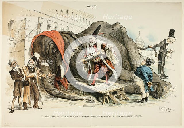 A Bad Case of Consumption, from Puck, 1890. Creator: Joseph Keppler.