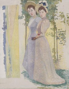 Deux nus dans un paysage (recto) - Deux femmes en chapeau et étude de paysage (verso), c.1890 - 1900 Creator: Aristide Maillol.