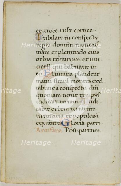 Illuminated Manuscript Leaf, c. 1450. Creator: Unknown.