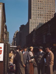 Portrait of Joe Marsala, Adele Girard, and Toots Thielemans, 52nd Street, New York, N.Y., ca. 1948. Creator: William Paul Gottlieb.