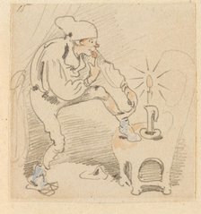 The disturbed but happily regained night's rest, (The Flea); 15, 1862. Creator: Wilhelm Busch.