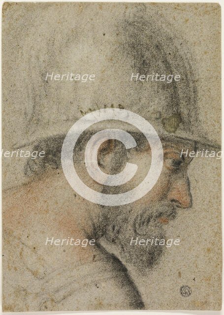 Profile Head of a Soldier with Helmet, 1588/96. Creator: Gabriele Caliari.