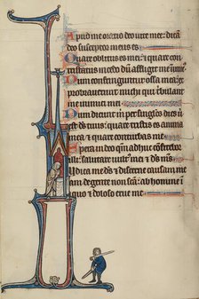 Initial I: A Man Praying; Bute Psalter, text and illumination about 1285. Creator: Bute Master.