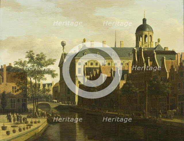 The Nieuwezijds Voorburgwal with the Flower and Tree Market in Amsterdam, c1675. Creator: Gerrit Berckheyde.