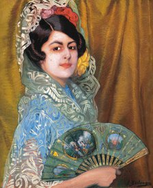 Dama con abanico (Lady With a Fan). Creator: Zuloaga y Zabaleto, Ignacio (1870-1945).