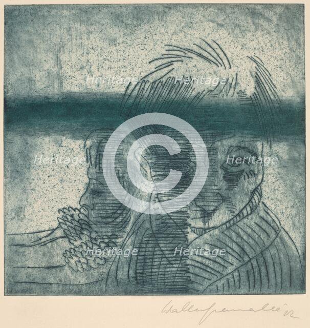 The Couple, Self-Portrait with Wife (Das Paar, Selbstporträt mit Frau), 1922. Creator: Walter Gramatté.