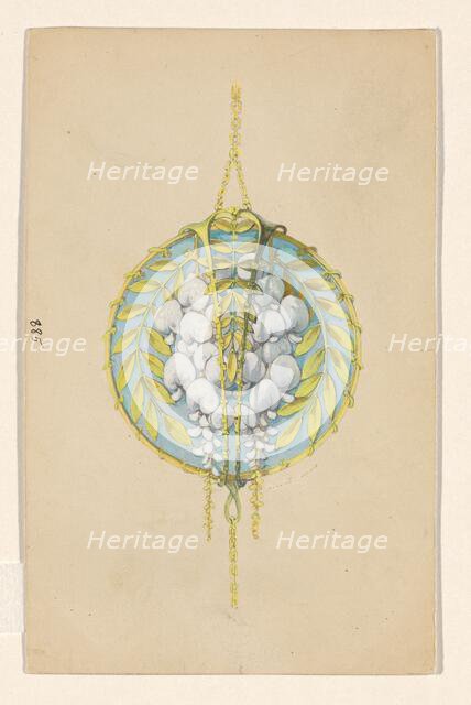 Design for a pendant with flower branches of the White Wisteria, enamelled gold, c.1905. Creator: Paul Louchet.
