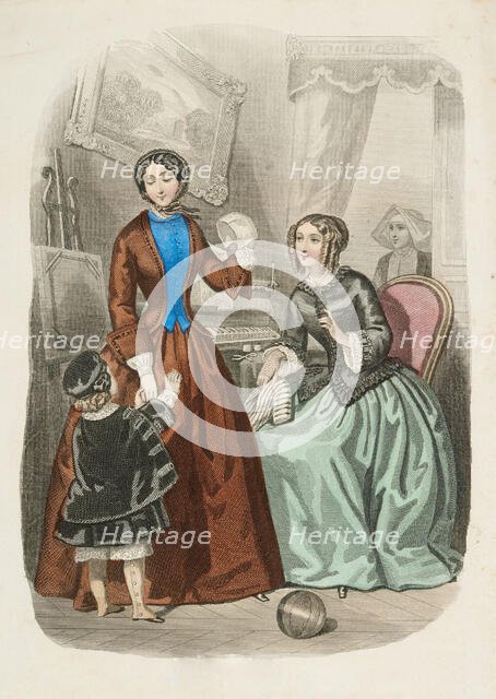 Fashion Plate - Journal des Demoiselles, 1848. Creator: Rossin.