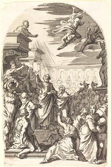 Fall of Simon the Magician, 1608/1611. Creator: Jacques Callot.