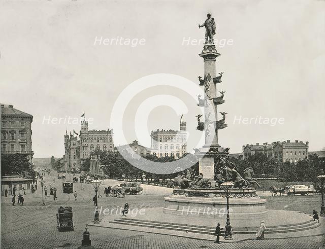 Monument to Wilhelm von Tegetthoff on the Praterstern, Vienna, Austria, 1895.  Creator: Unknown.