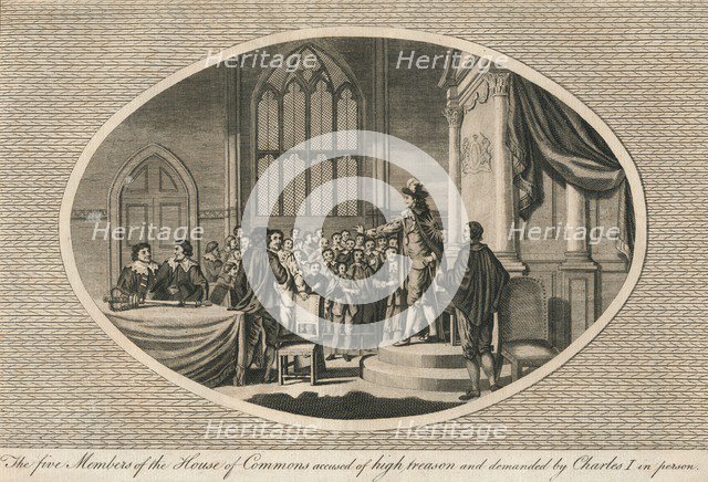 The five members of the House of Commons accused of high treason, 1642 (1793). Artist: Unknown.