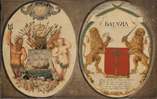 The Arms of the Dutch East India Company and of the Town of Batavia, 1651. Creator: Jeronimus Becx II.