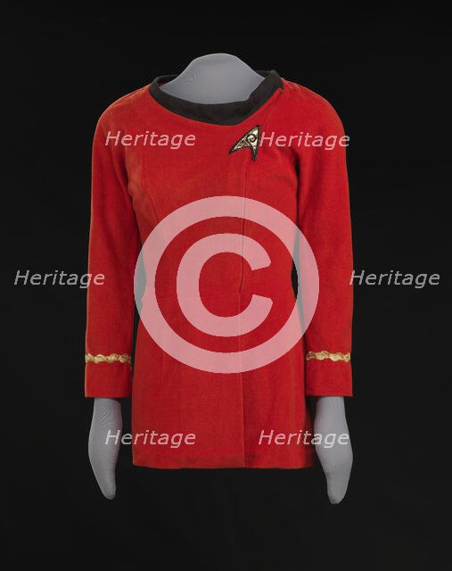 Red Starfleet uniform worn by Nichelle Nichols as Lt. Uhura on Star Trek, 1966-1967. Creator: Unknown.
