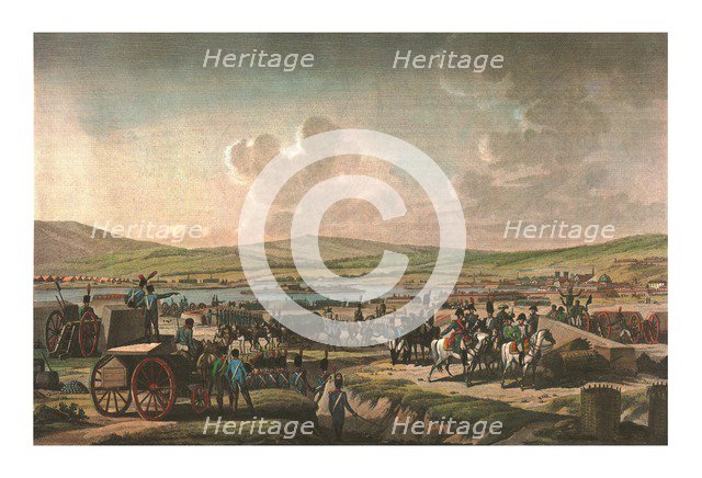 Napoleon visiting the siege works at Danzig led by Marshal Lefebvre, 9 May 1807, (c1850). Artist: Francois Jacques Dequevauviller.