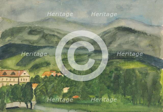 Landscape with houses, 1940-1944. Creator: Arnold Peter Weisz-Kubincan.