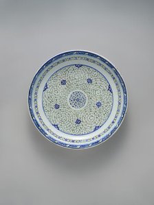 Dish with 'Tughra-illuminator' Design, Turkey, ca. 1540-50. Creator: Unknown.