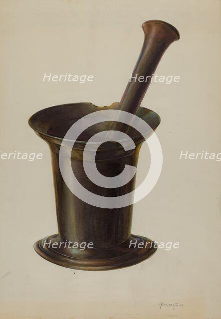 Mortar and Pestle, c. 1937. Creator: Gerald Transpota.