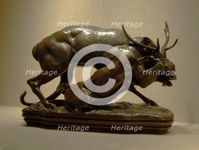 Panther Seizing a Stag, modeled c. 1833 (cast 1889). Creator: Antoine-Louis Barye.
