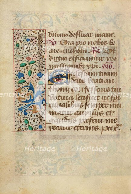 Decorated Text Page; Prayer Book of Charles the Bold, about 1480-1490. Creator: Unknown.