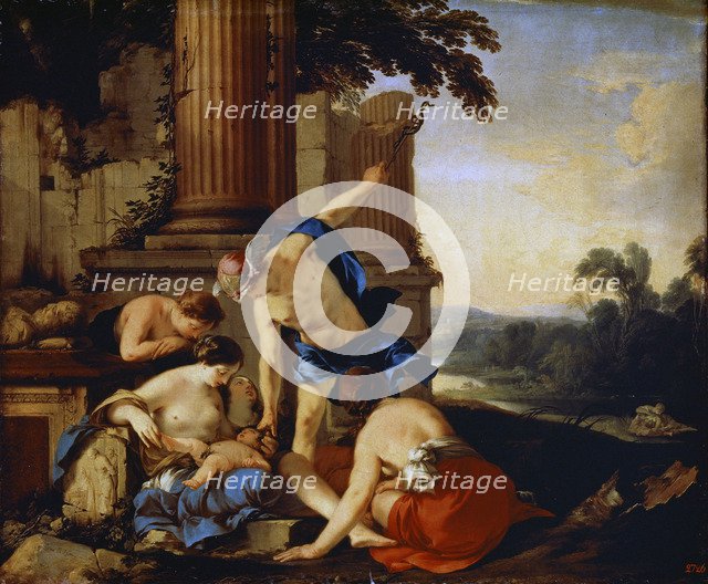 'Mercury Giving the Child Bacchus to the Nymphs of Nysa', 1638.  Artist: Laurent de la Hyre