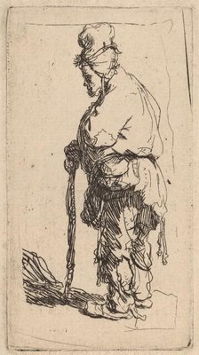 Beggar Leaning on a Stick, Facing Left, c. 1630. Creator: Rembrandt Harmensz van Rijn.
