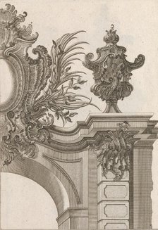 Suggestion for the Decoration of Top Right Side of Portal, Plate 3 from 'Al..., Printed ca. 1750-56. Creator: Jeremias Wachsmuth.