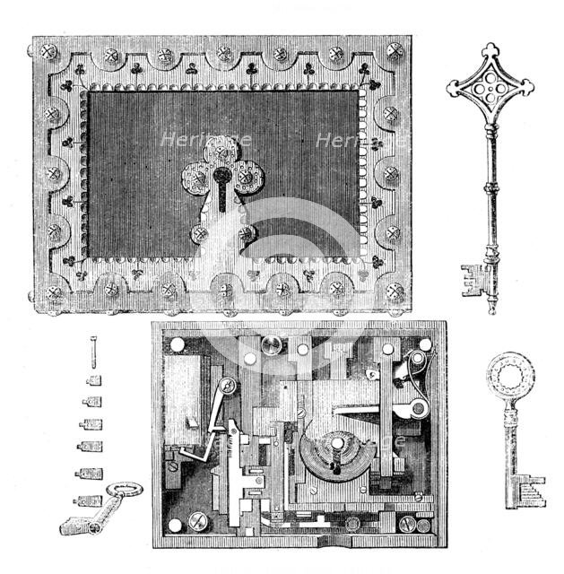 The International Exhibition: Hobbs's bank lock and key, 1862. Creator: Unknown.