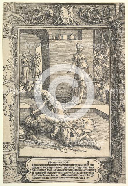 Jael Killing Sisera, ornamental frame, ca. 1517. Creator: Lucas van Leyden.