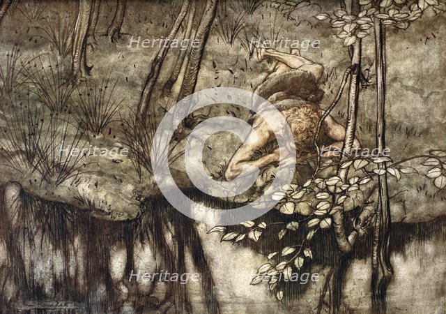 'Siegfried sees himself in the stream', 1924.  Artist: Arthur Rackham
