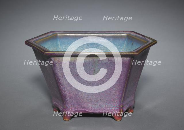 Hexagonal Flower Pot, 1300s-1400s. Creator: Unknown.