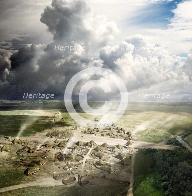 Durrington Walls, Wiltshire, c2500 BC (2013). Artist: Peter Lorimer.