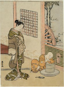 The Sleeping Tea-Boy (parody of Hokaso), c. 1767. Creator: Suzuki Harunobu.