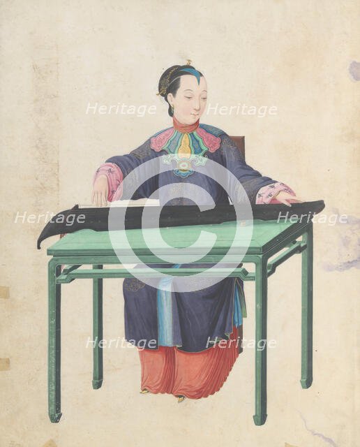 Musician playing Guqin (?? ), late 18th century. Creator: Unknown.