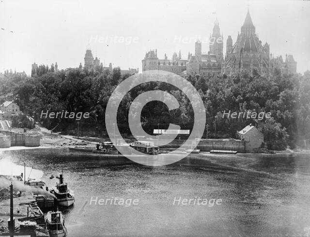 Dominion Of Canada, Parliament Buildings And Lappers Bridge, 1914. Creator: Harris & Ewing.