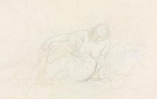 Reclining Woman Leaning on Her Arm (verso), 1855/60. Creator: Honoré Daumier (French, 1808-1879).