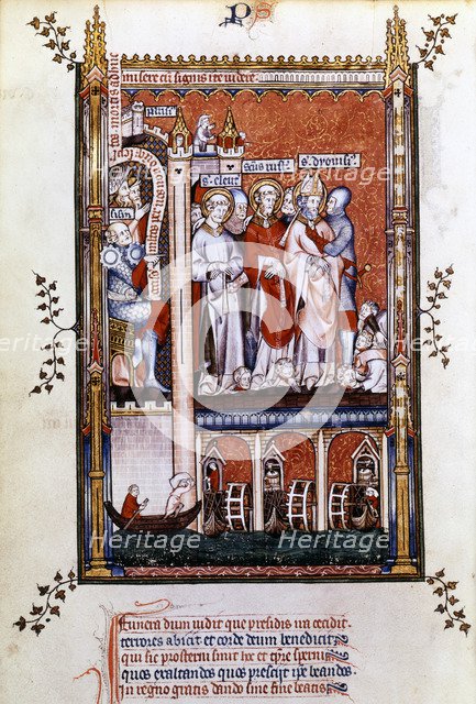 St Denis is shown the martyrs, 1317. Artist: Unknown
