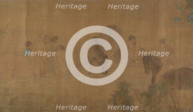 Washing Horses in a River, dated 1309. Creator: Unknown.