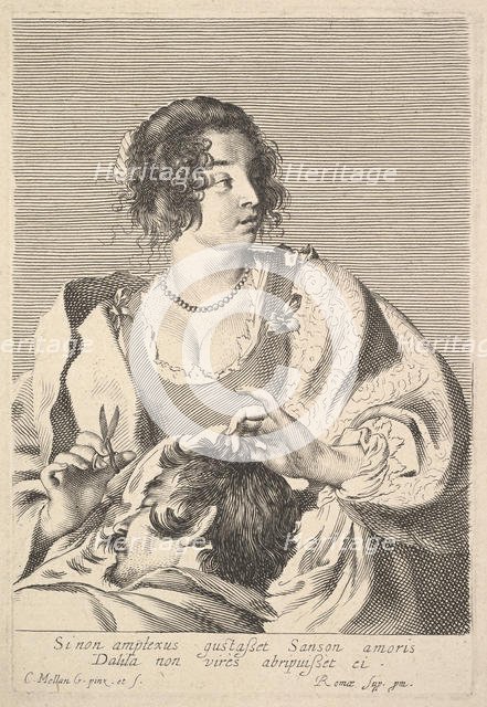 Delilah Cutting Samson's Hair. Creator: Claude Mellan.