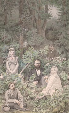 Group portrait of Tobolians with the author on Isker. The fifth page of the album...", 1880. Creator: Mikhail Znamensky.