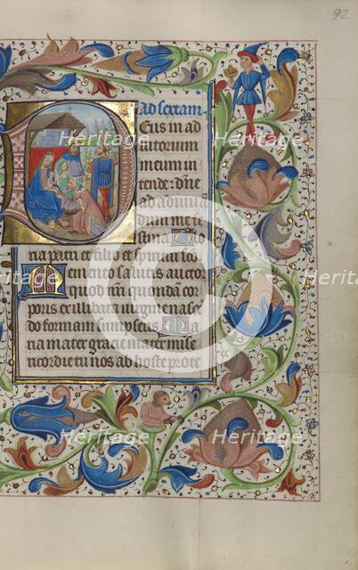 Initial D: The Adoration of the Magi; Book of Hours, about 1450-1455. Creator: Master of the Lee Hours.
