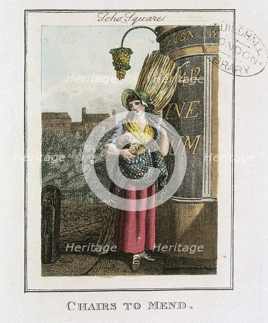 'Chairs to Mend', Cries of London, 1804. Artist: Anon