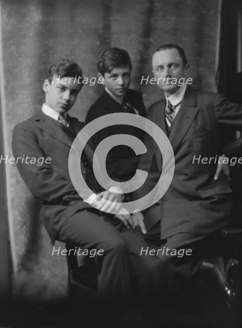 Burden, James A., Mr., and sons, portrait photograph, 1914 Mar. 31. Creator: Arnold Genthe.