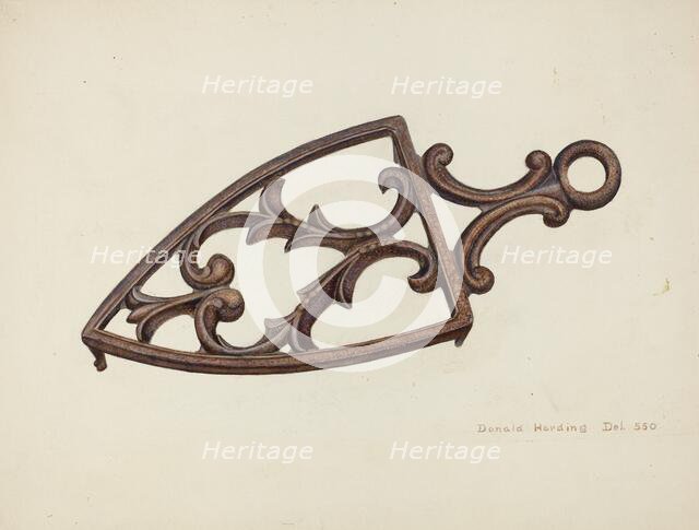 Flat Iron Stand, c. 1942. Creator: Donald Harding.