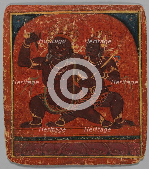 Initiation Card (Tsakalis): Yama, early 15th century. Creator: Unknown.